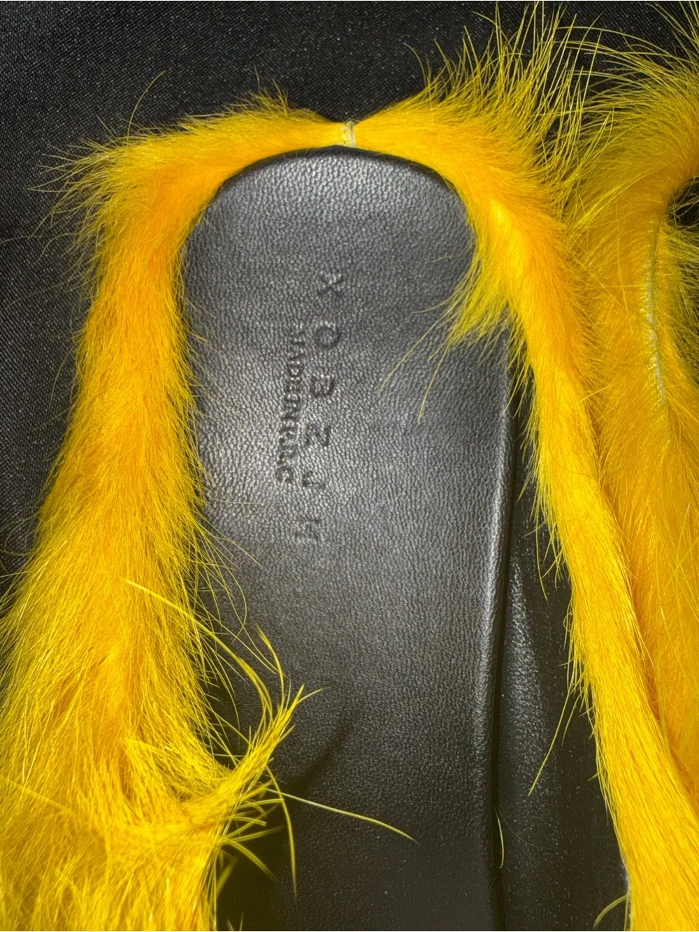 Manolo Blahnik Yellow Faux Fur Small Pet Cushion Slippers
